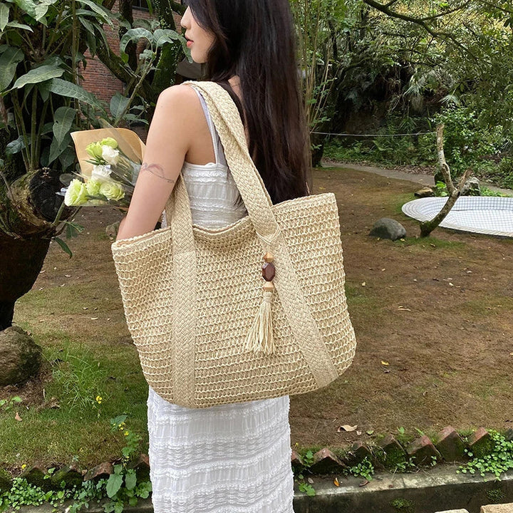 Large Raffia Boho Beach Bag