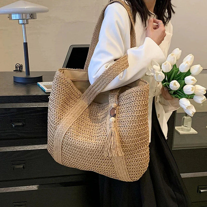 Large Raffia Boho Beach Bag